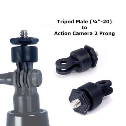 Camera Adapater - GoPro/Action Camera 2 Prong Male to Tripod Male