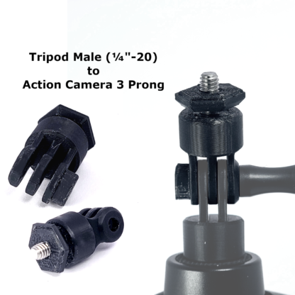 Camera Adapater - GoPro/Action Camera 3 Prong Female to Tripod Male